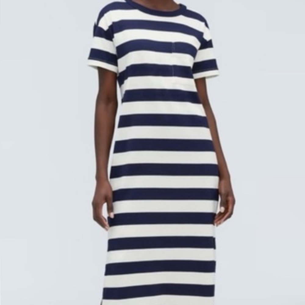 Everlane Navy and White Striped Midi Dress